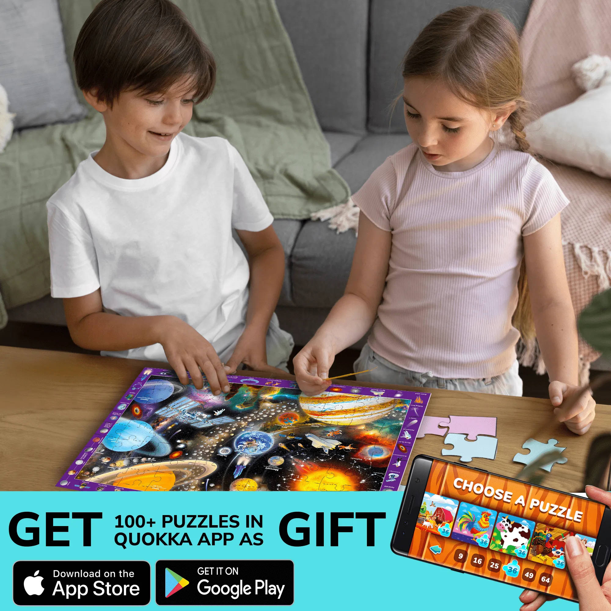 100 Pcs Search & Find Puzzles for Kids Maps & Space