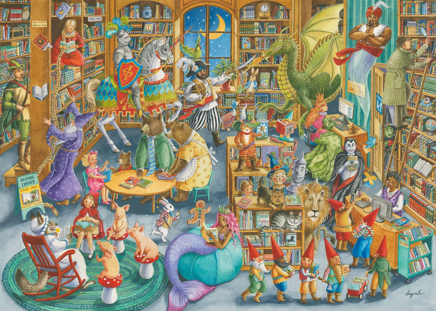 1000pc Puzzle - Midnight At the Library