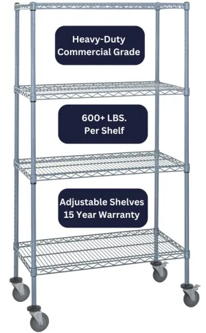 18" x 72" Gray Shelving on Wheels