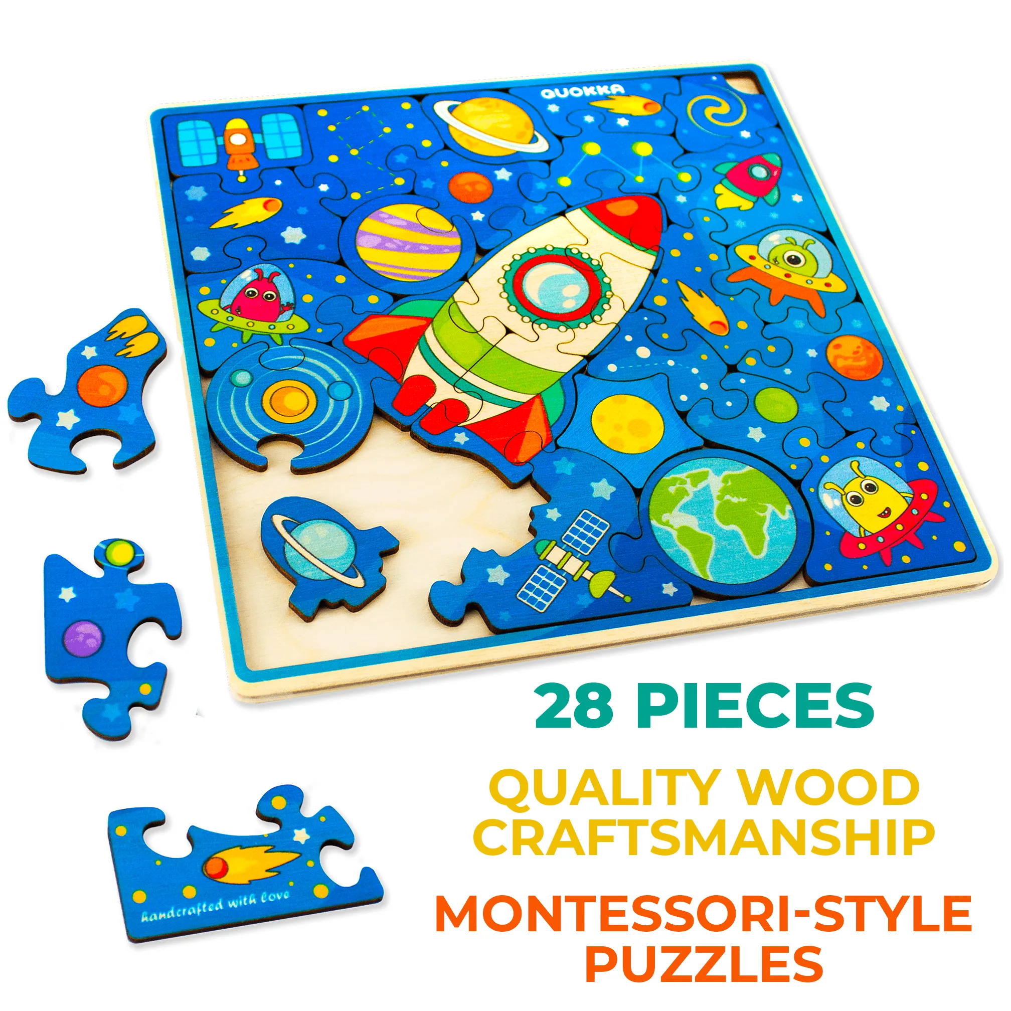 28 Pieces Wooden Puzzles for Kids | Rocket