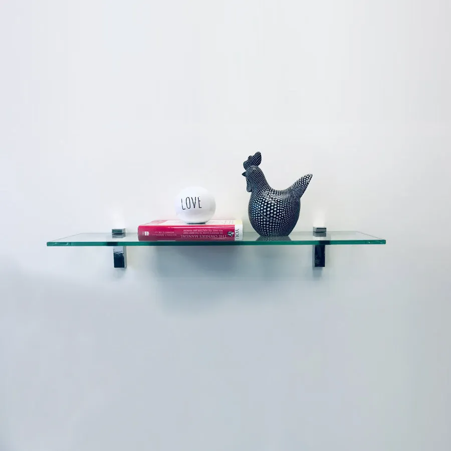 6" X 18" Flamingo Floating Glass Shelves - 2 Brackets Included with Each Shelf