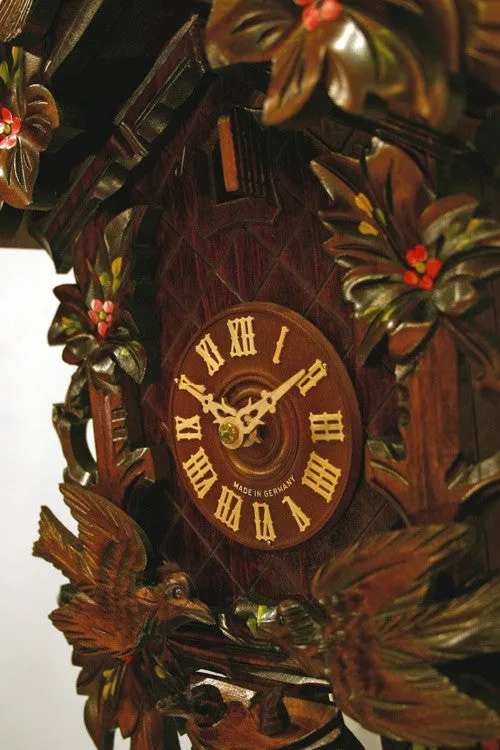 8 Day Flowers, Leaves, and Animated Birds Feeding Baby Birds Clocks