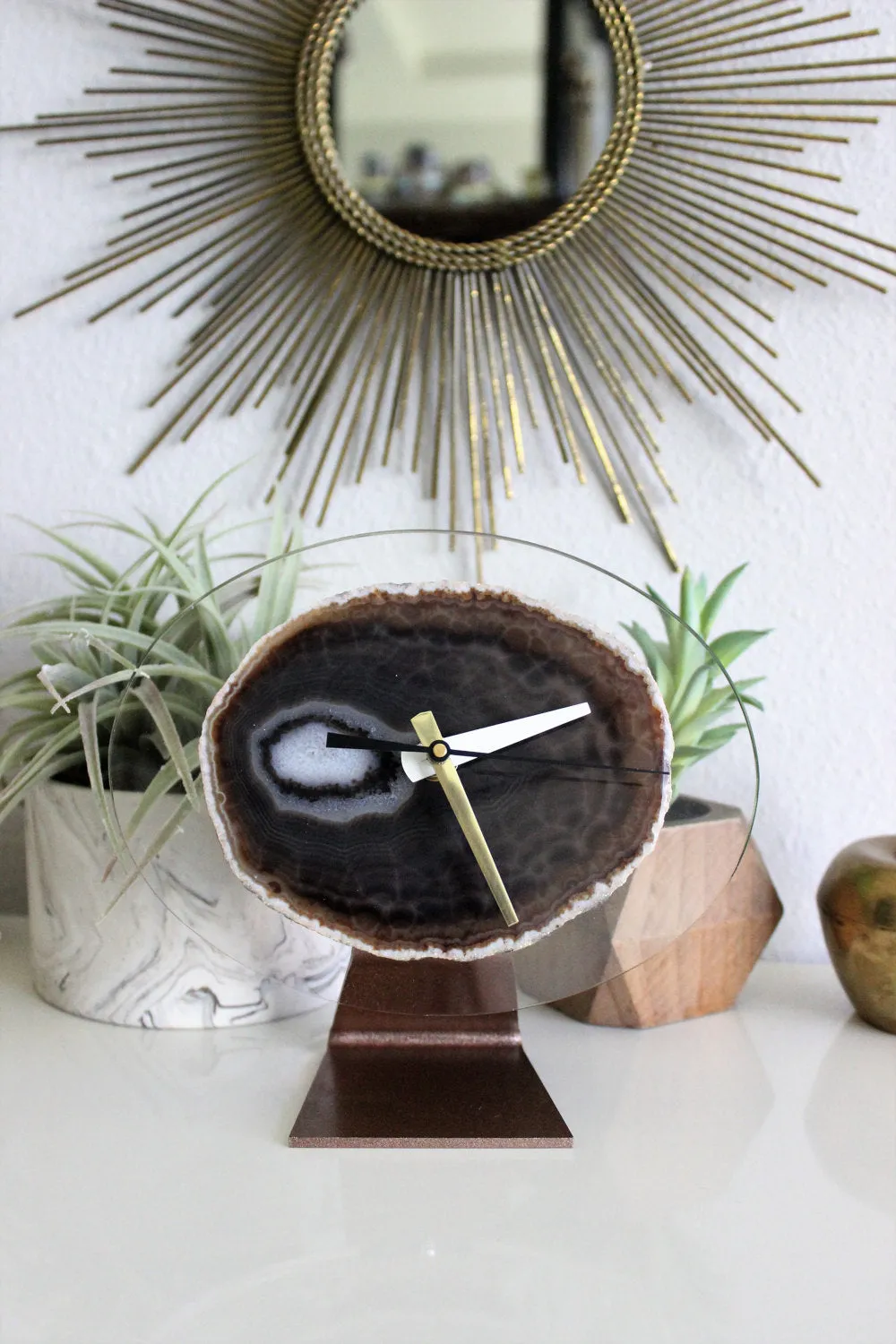 8" Earthtone Acrylic Agate Desk Clock