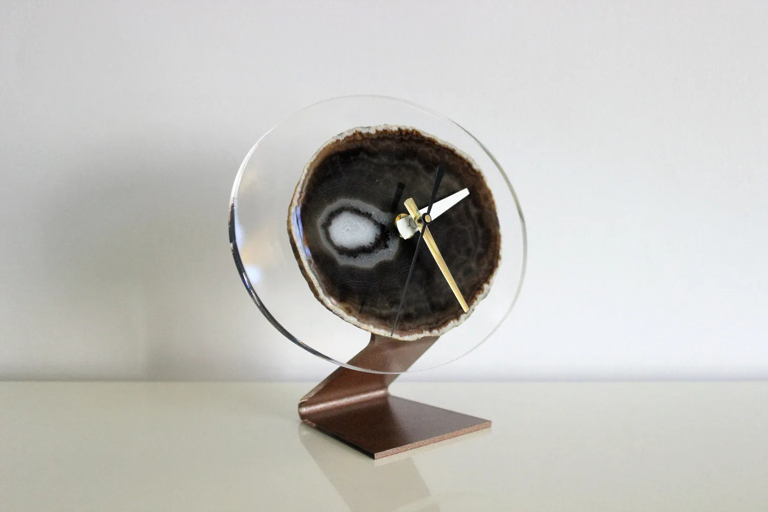 8" Earthtone Acrylic Agate Desk Clock