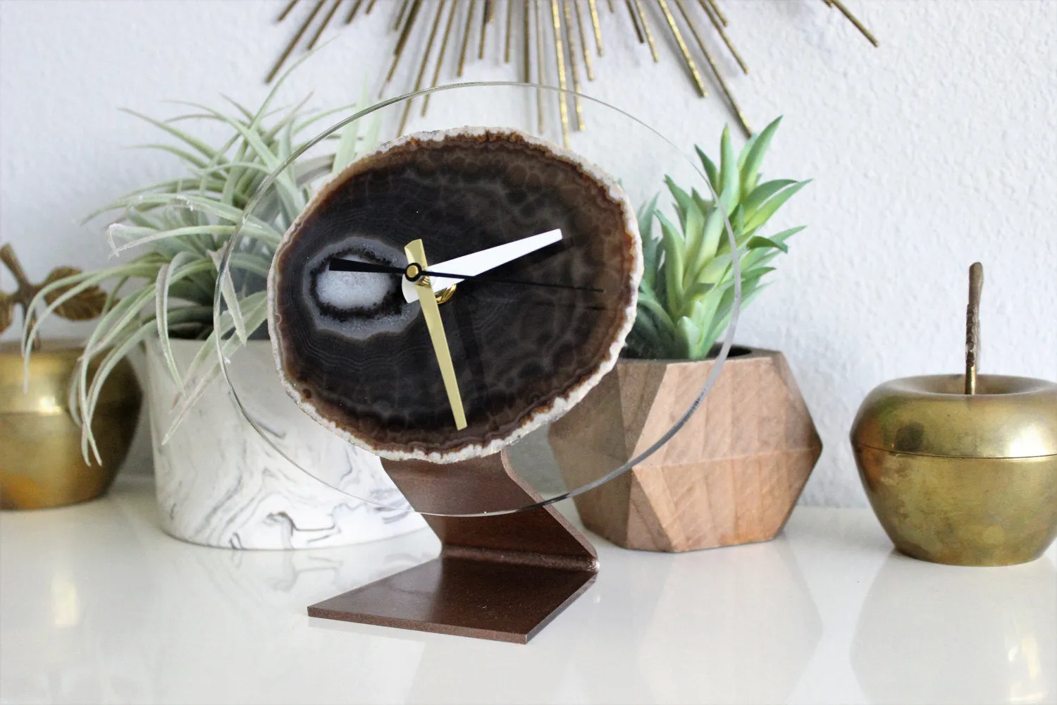 8" Earthtone Acrylic Agate Desk Clock