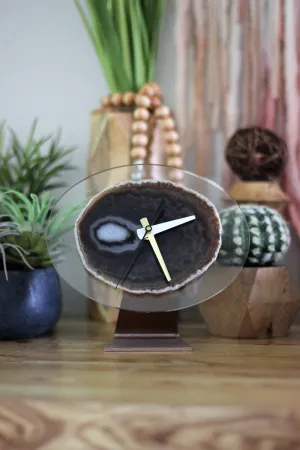 8" Earthtone Acrylic Agate Desk Clock