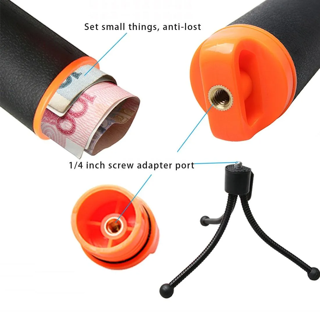 Adjustable Floating Handle Grip with Anti-lost Strap for Gopro Hero12