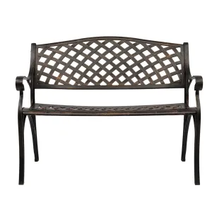 ALICIAN 40.5 inches Outdoor Cast Aluminum Bench with Mesh Backrest