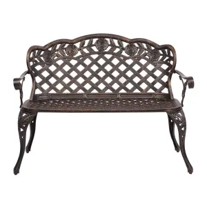 ALICIAN 42.5 Inch Outdoor Leisure Couple Bench with Backrest Armrests Outdoor Stool