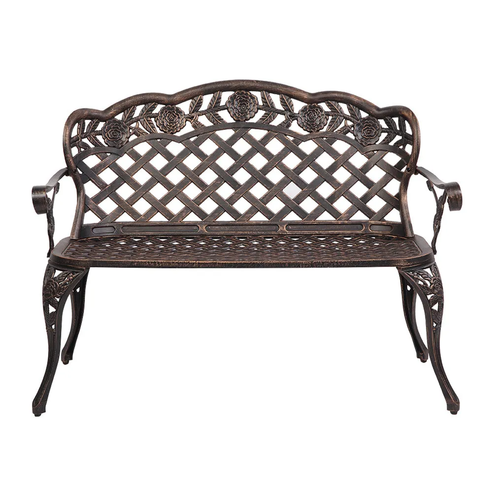 ALICIAN 42.5 Inch Outdoor Leisure Couple Bench with Backrest Armrests Outdoor Stool