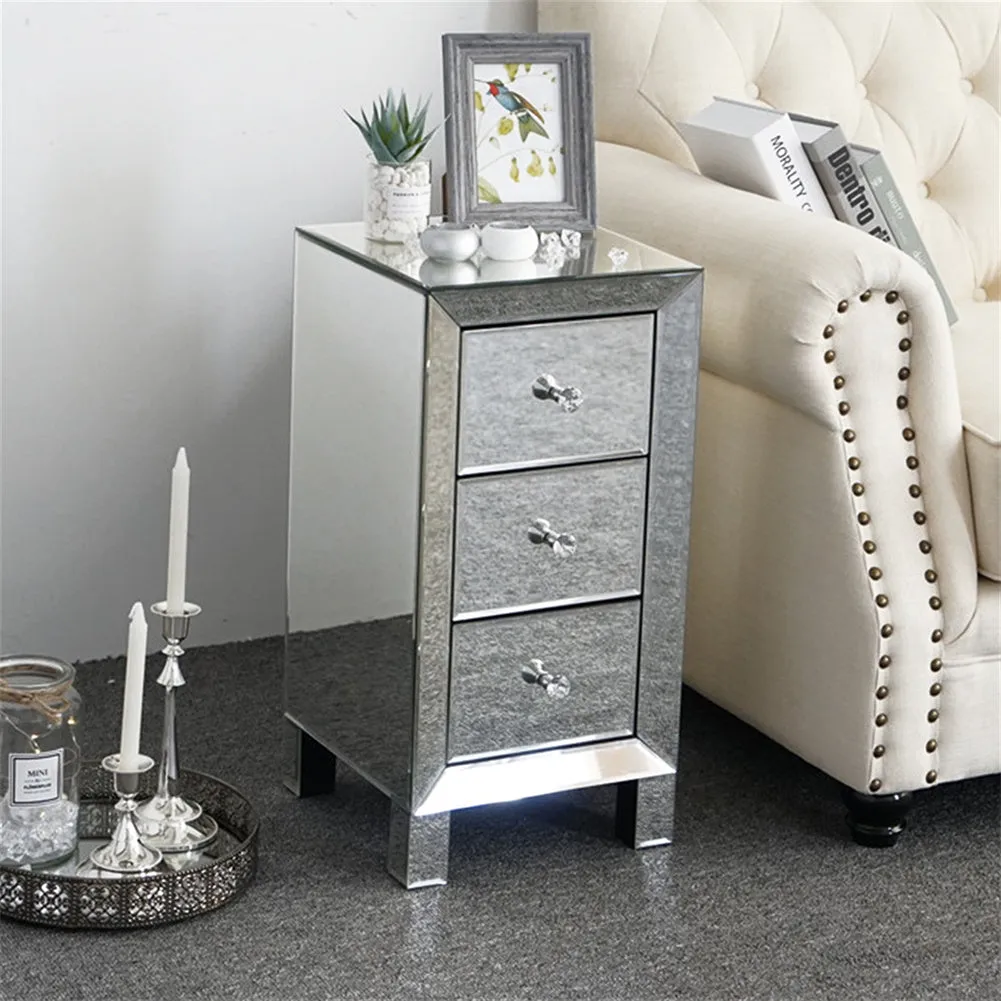 ALICIAN Modern Mirrored Night Stands with 3 Drawers Bedside Table End Table
