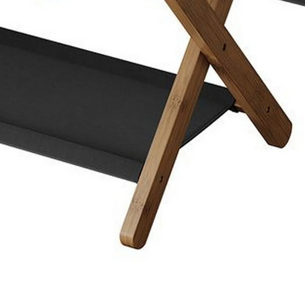 Ami 26 Inch Luggage Rack Set of 2, 1 Storage Shelf, X Shaped, Brown Wood By Casagear Home