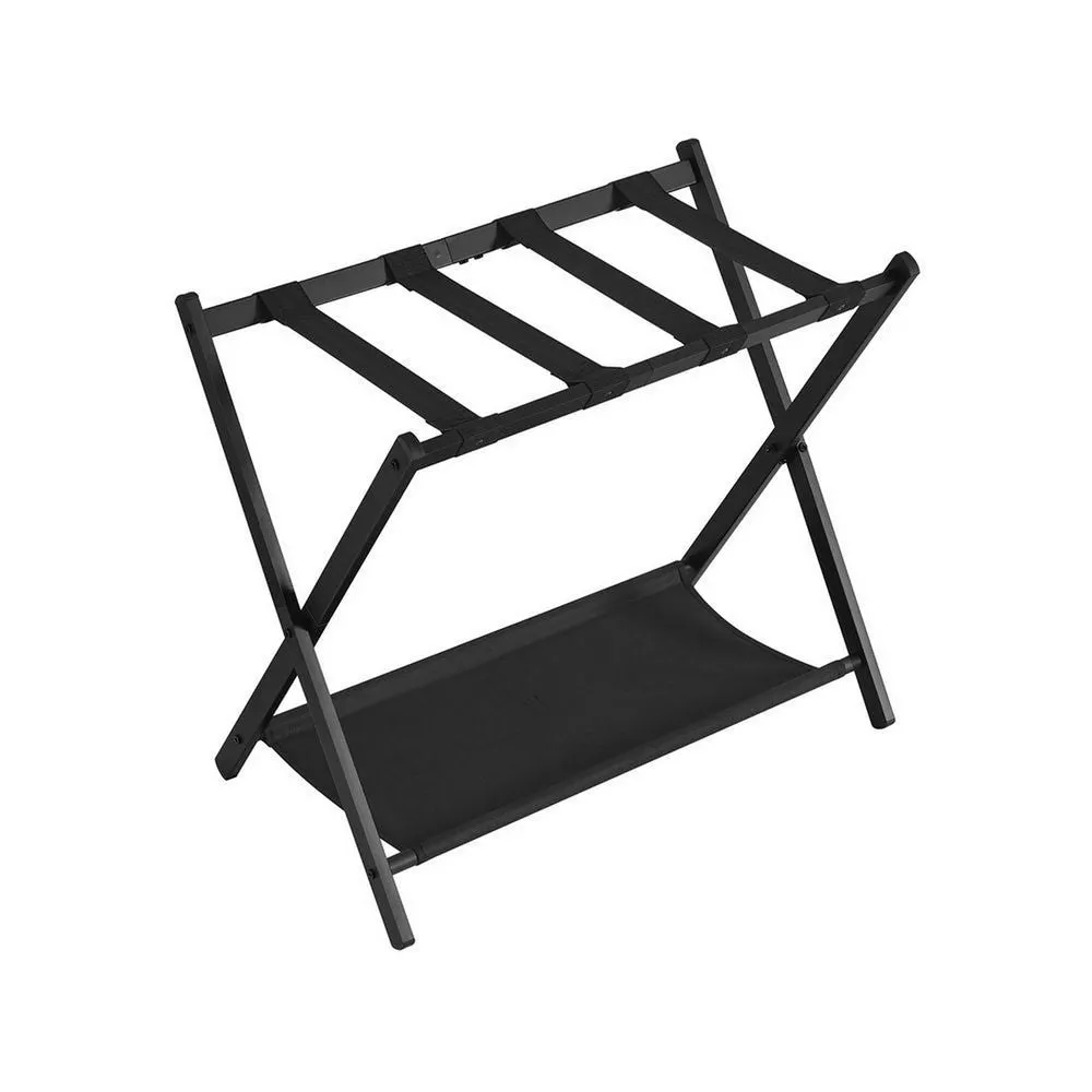 Ami 27 Inch Luggage Rack, 1 Storage Shelf, Foldable, X Shaped Body, Black By Casagear Home