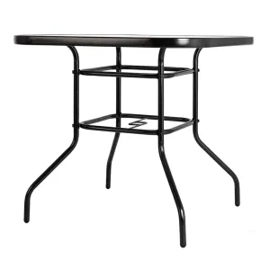 AMYOVE Outdoor Dining Table Weather-Proof Patio Garden Square Tempered Glass Table