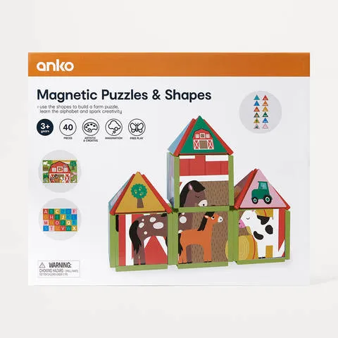 Anko 40 Piece Magnetic Puzzles & Shapes / Ages 3  year