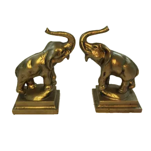 Antique Pair of Golden Elephant Bookends SOLD
