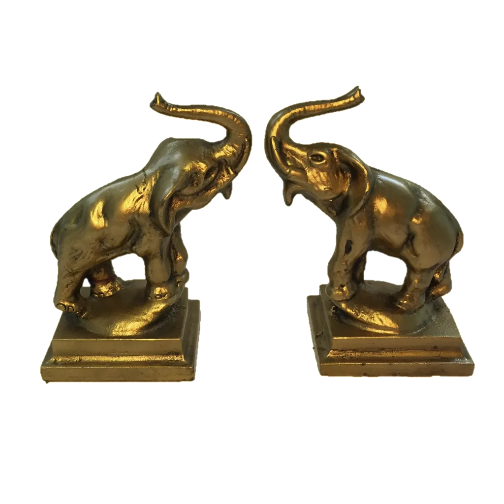 Antique Pair of Golden Elephant Bookends SOLD