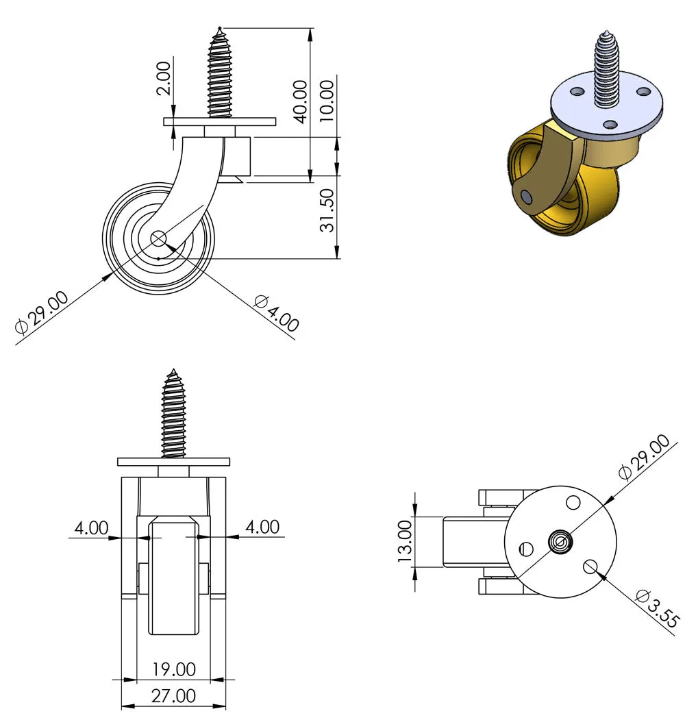 Antique Screw Castor
