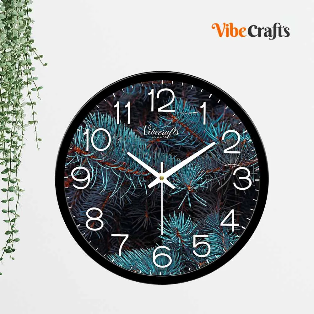 Aquatic Plants Blue Colors Designer Wall Clock