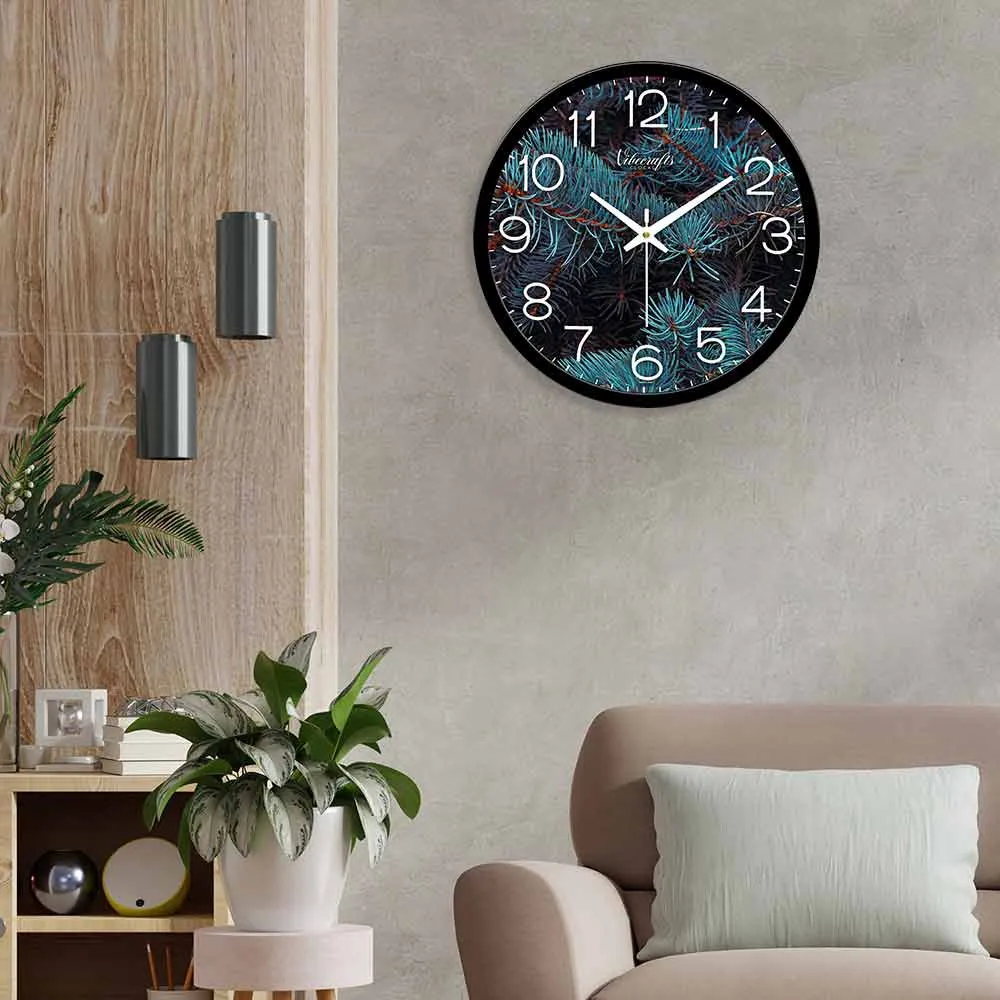 Aquatic Plants Blue Colors Designer Wall Clock