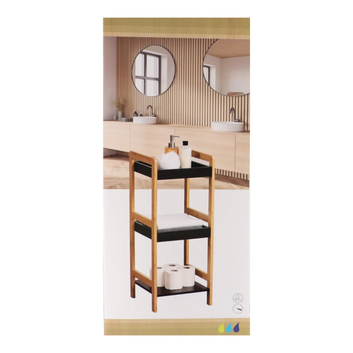 Bamboo Furniture   3MDF Shelves Bamboo/Black