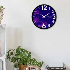 Beautiful Blue & Pink Flowers Pattern Designer Wall Clock