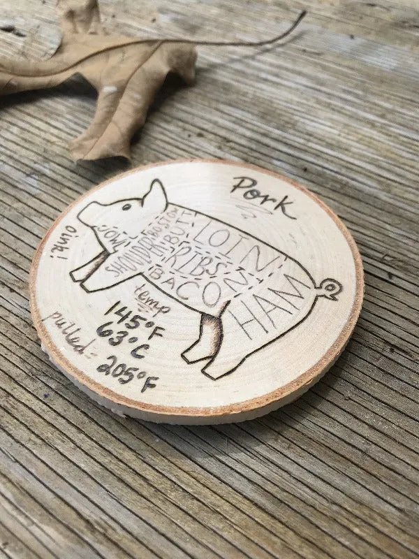 Beef, Chicken, and Pork Butcher Chart Magnets with Cooking Temperatures