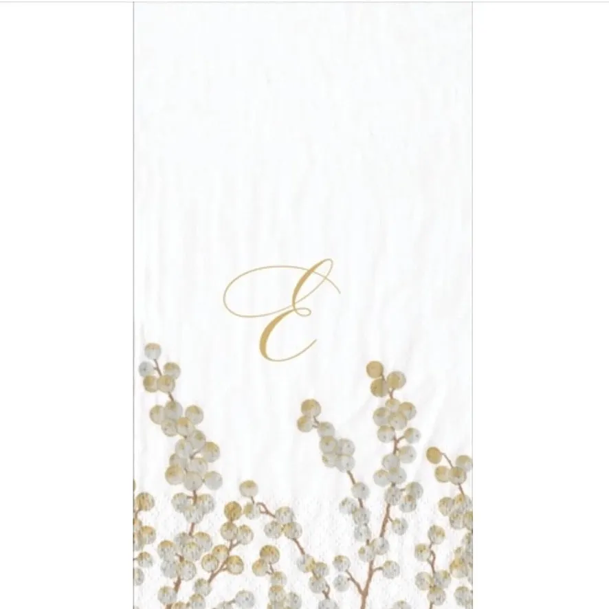 Berry Branches Monogram Paper Guest Towel - Letter E