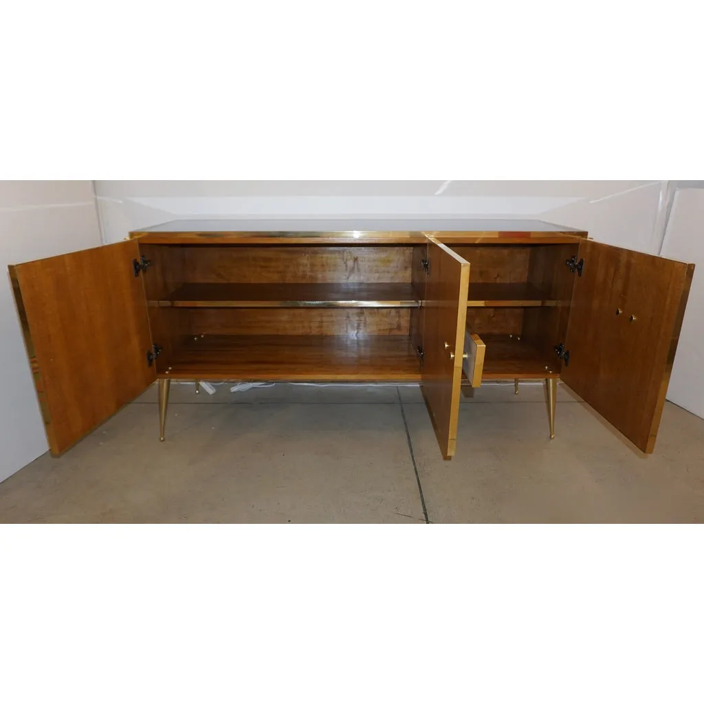 Bespoke Italian Black Cream Green Ochre Geometric Postmodern Cabinet/Sideboard