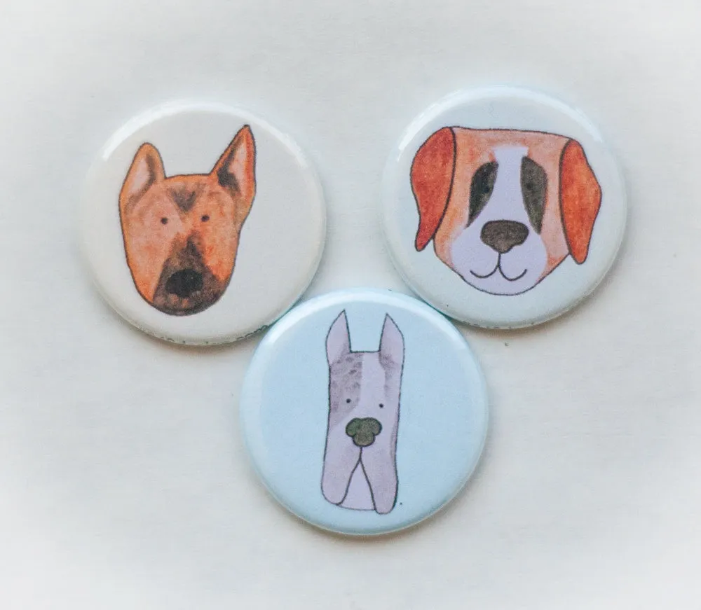 big dogs magnet set with german shepherd dog art, great dane dog art, saint bernard dog art