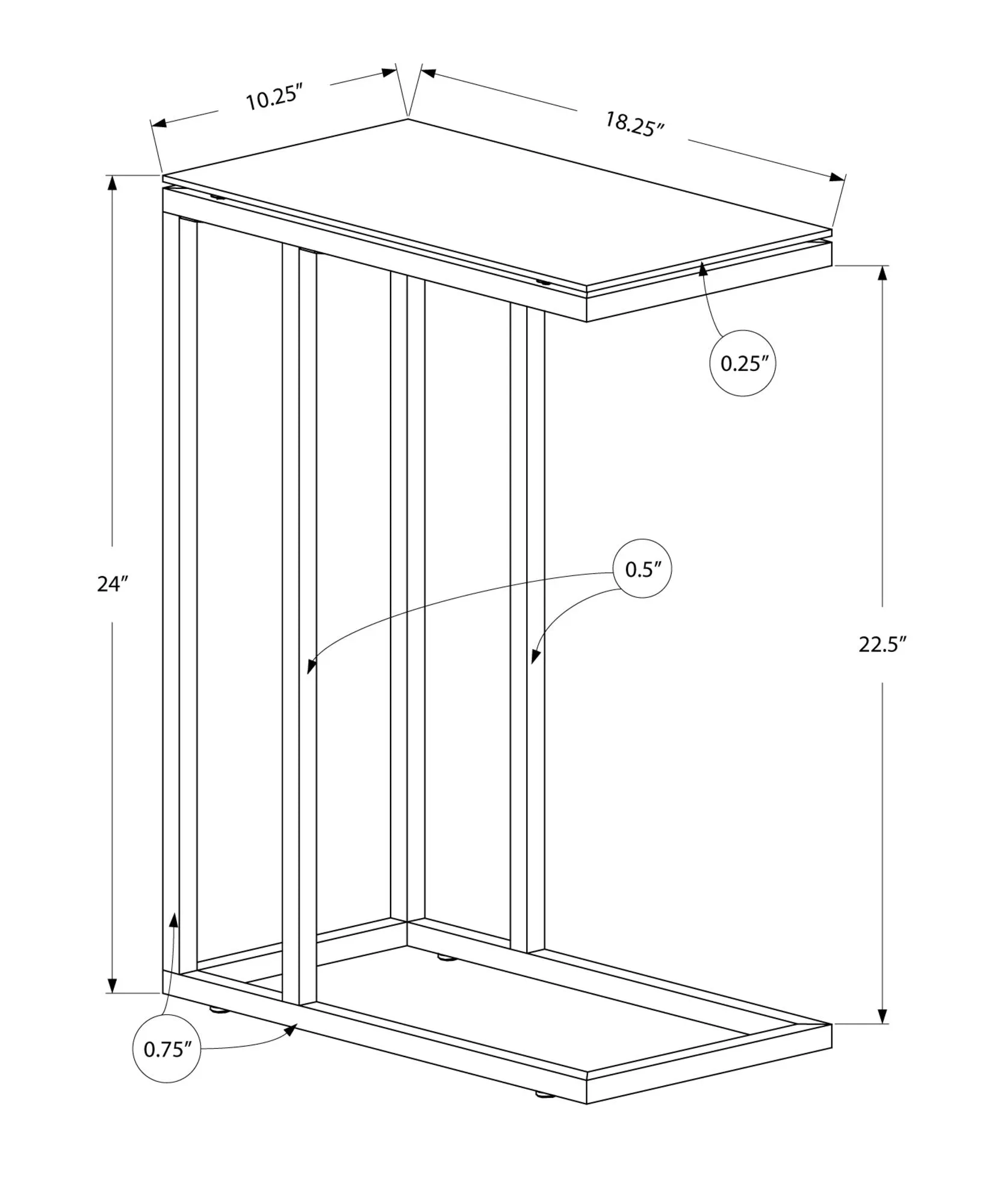 Black Metal Tempered Glass Table