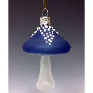 Blue Mushroom Glass Ornament by Sage Churchill-Foster, Sage Studios