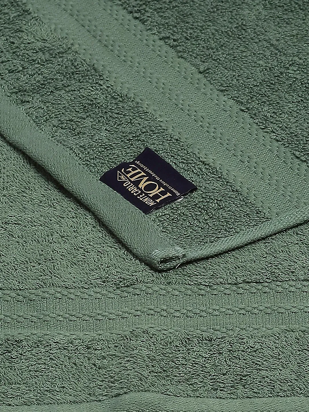 Bottle Green Cotton Solid 380 GSM 2 Bath Towel & 2 Hand Towel