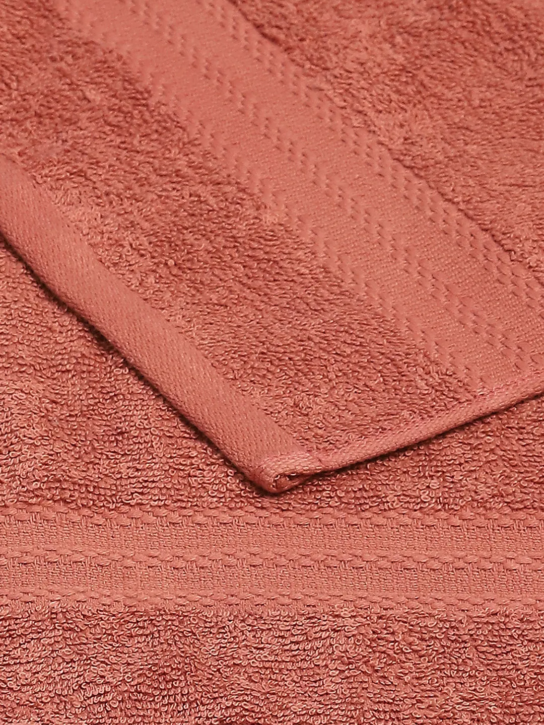 Brown Cotton Solid 380 GSM 2 Bath Towel & 2 Hand Towel