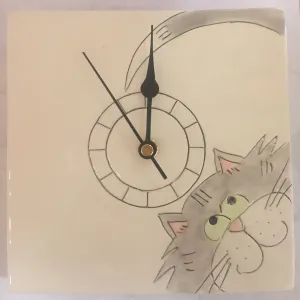 Cat Wall Clock by Stephanie Beasley