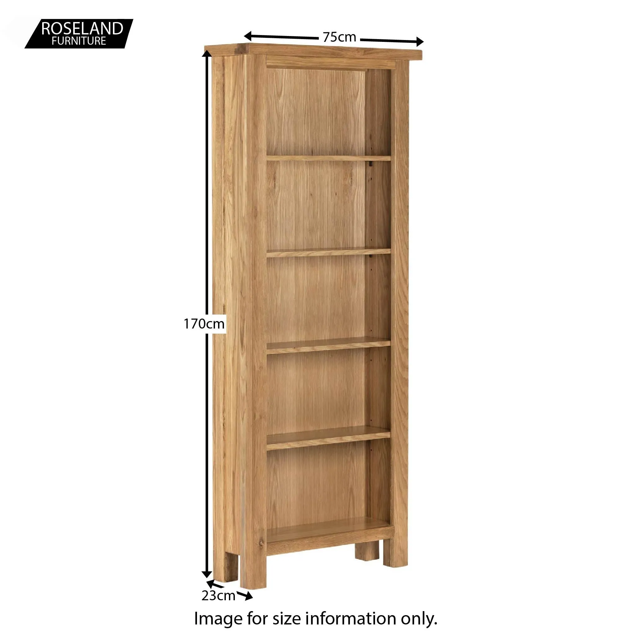 Charlestown Oak Bookcase with 5 Shelves