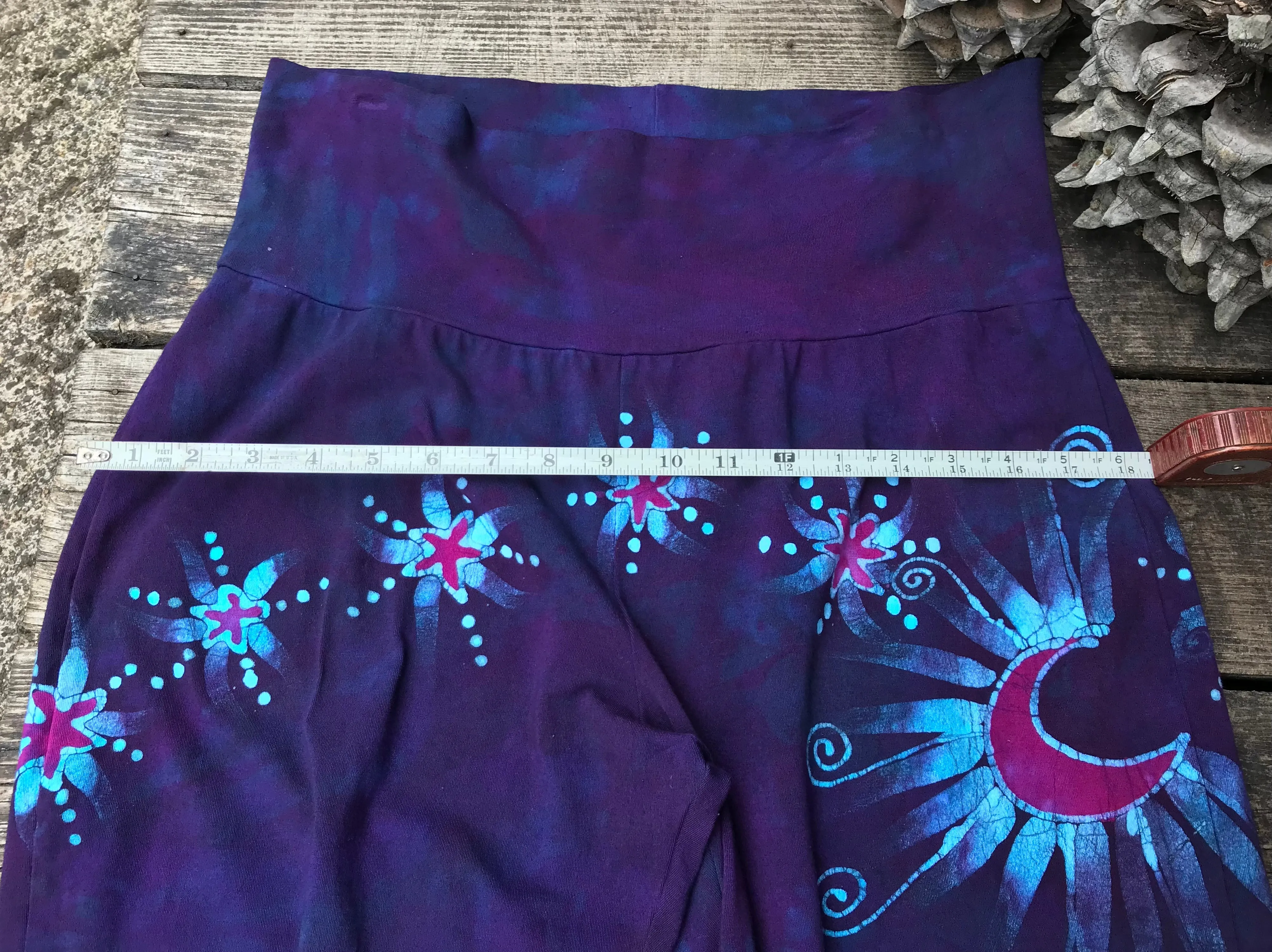 Check Measurements - Midnight Purple and Turquoise Stretchy Lounge Pants Size Large Shorty