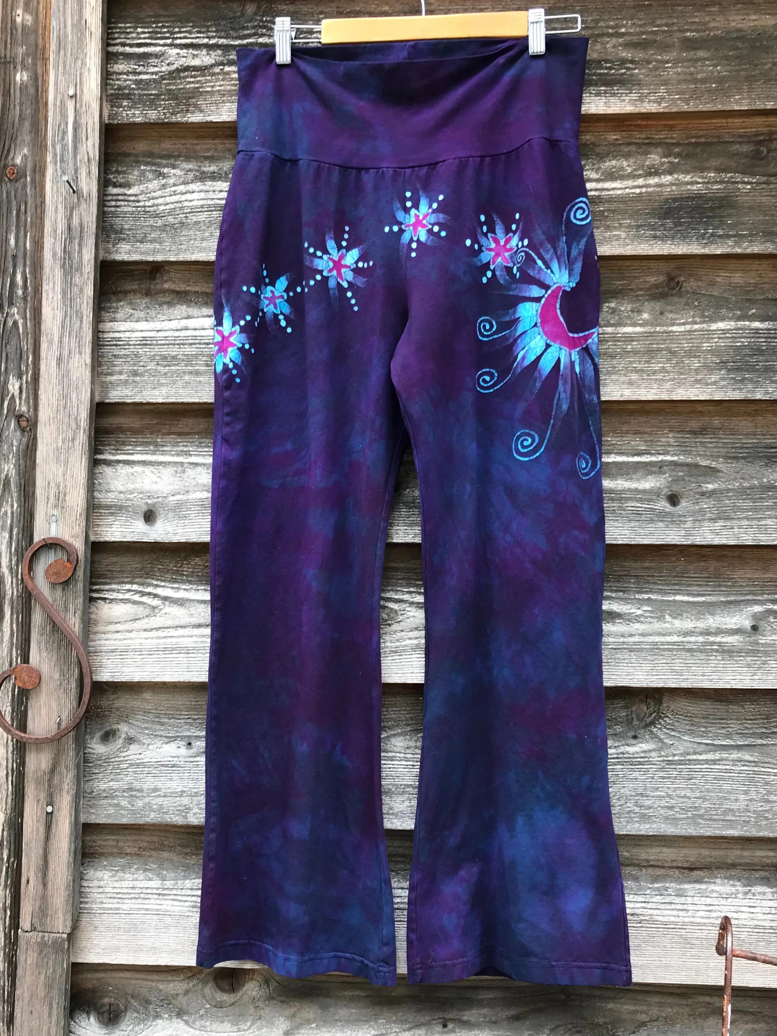 Check Measurements - Midnight Purple and Turquoise Stretchy Lounge Pants Size Large Shorty