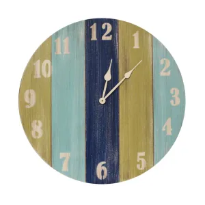 Coastal Living Slatted Wood Stripe Wall Clock (24”)