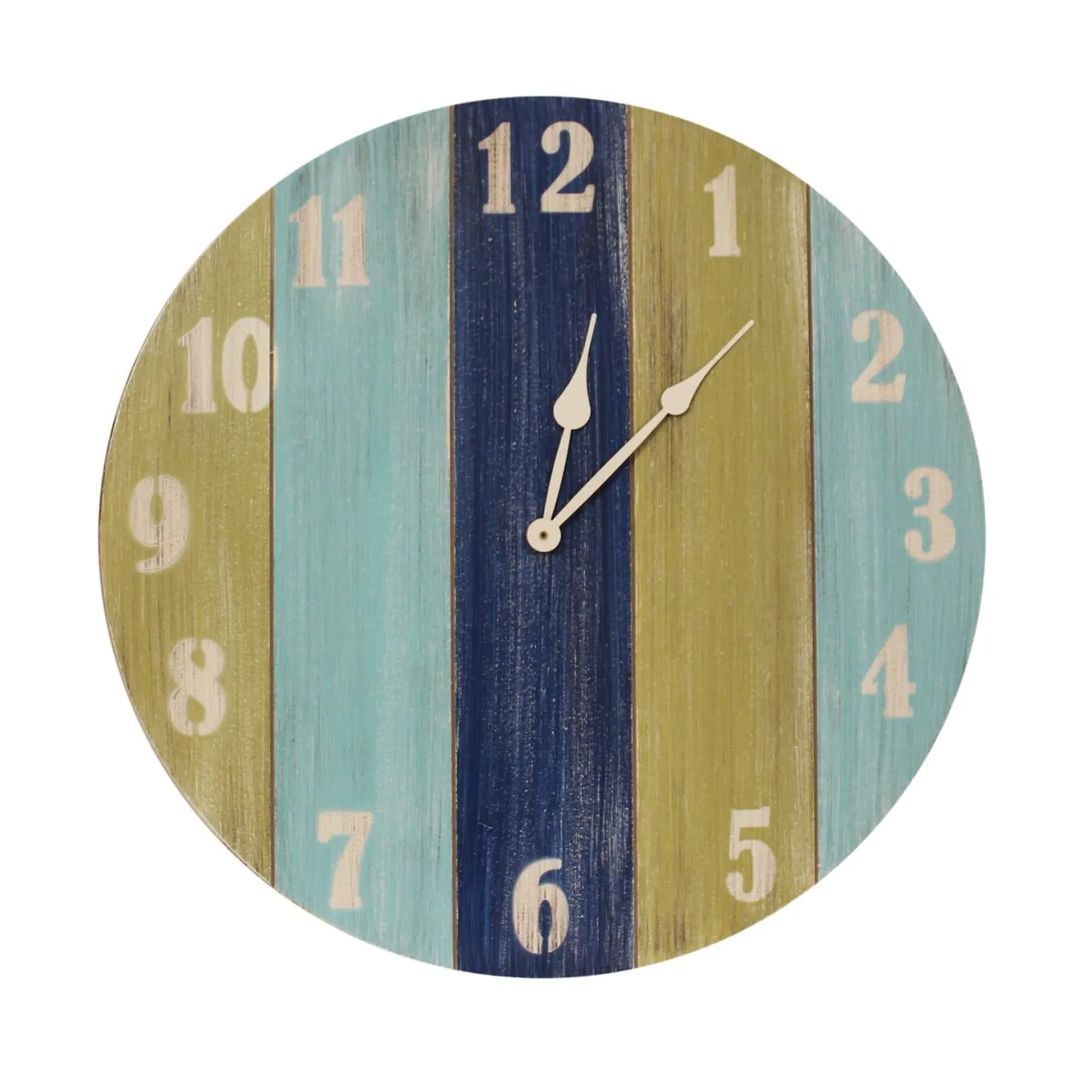 Coastal Living Slatted Wood Stripe Wall Clock (24”)