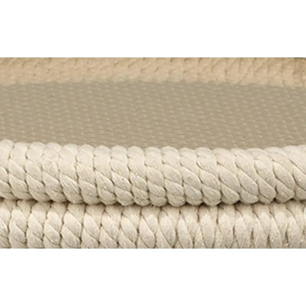 Coastal White Rope Mid Century Modern Side Table With Storage