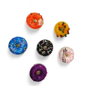 Colorful Donut Shaped Fridge Magnets Decorative Kitchen Magnets for Refrigerator, Locker, Whiteboard | Strong Magnet for Notes, Photos, and More (7cm) (Pack of 6)