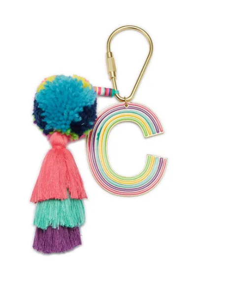 Colorful Initial Pompom Keychain (More Colors)