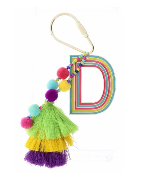 Colorful Initial Pompom Keychain (More Colors)