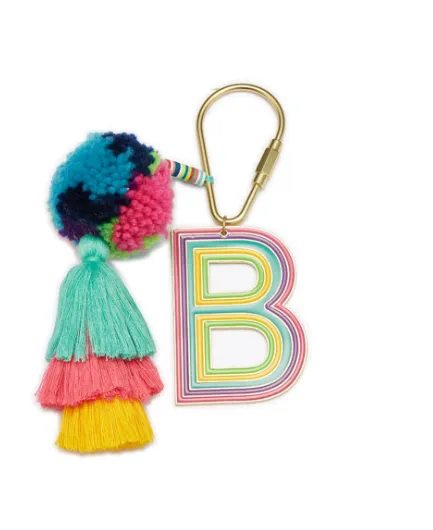 Colorful Initial Pompom Keychain (More Colors)