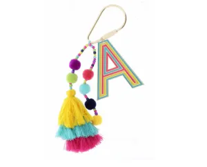 Colorful Initial Pompom Keychain (More Colors)