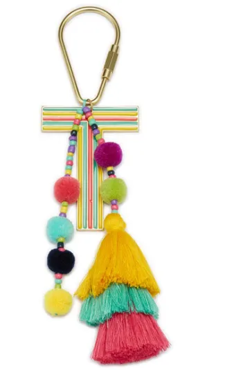 Colorful Initial Pompom Keychain (More Colors)