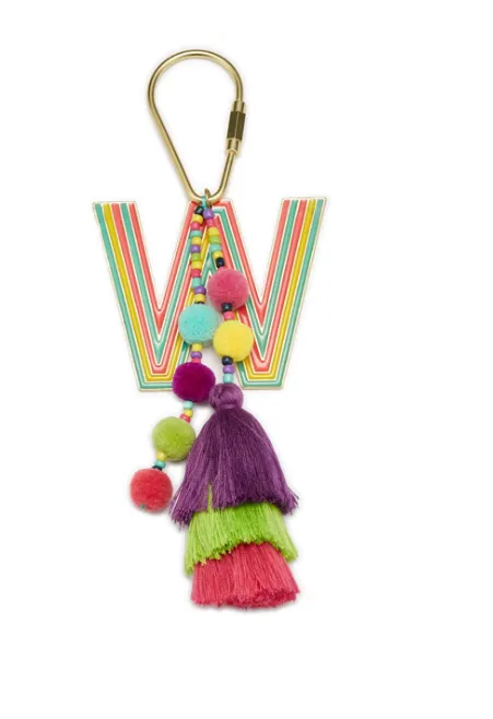 Colorful Initial Pompom Keychain (More Colors)