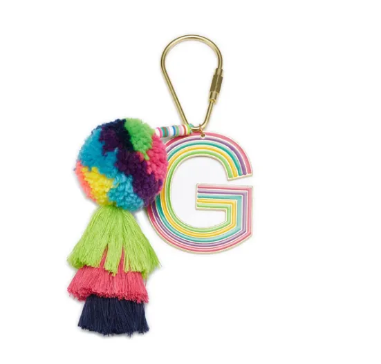 Colorful Initial Pompom Keychain (More Colors)