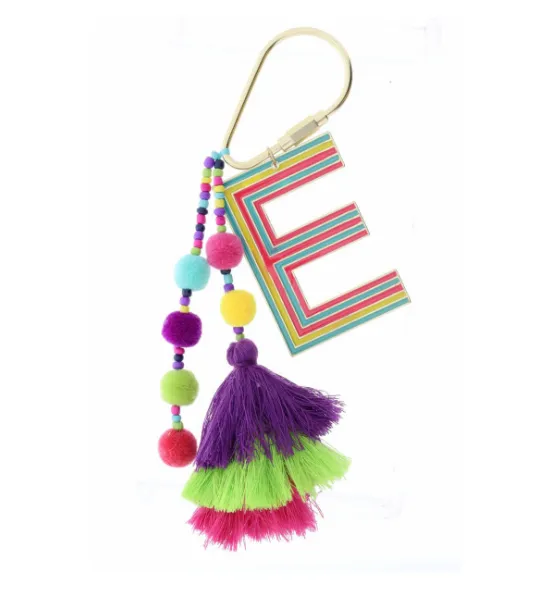 Colorful Initial Pompom Keychain (More Colors)